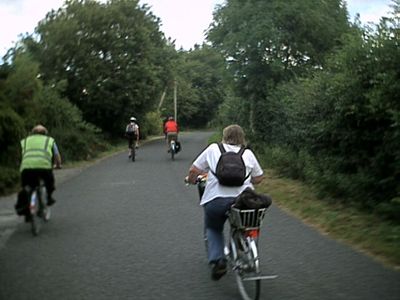 Riding along Backwell Common to get to the
track