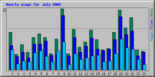 Hourly usage for July 2002