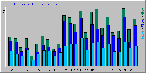 Hourly usage for January 2003